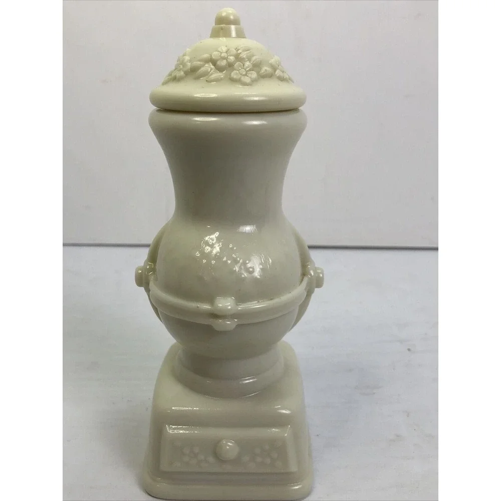 Avon Moonwind Cologne Bottle White w/ Flowers 5 Fluid Ounces Empty 6.5